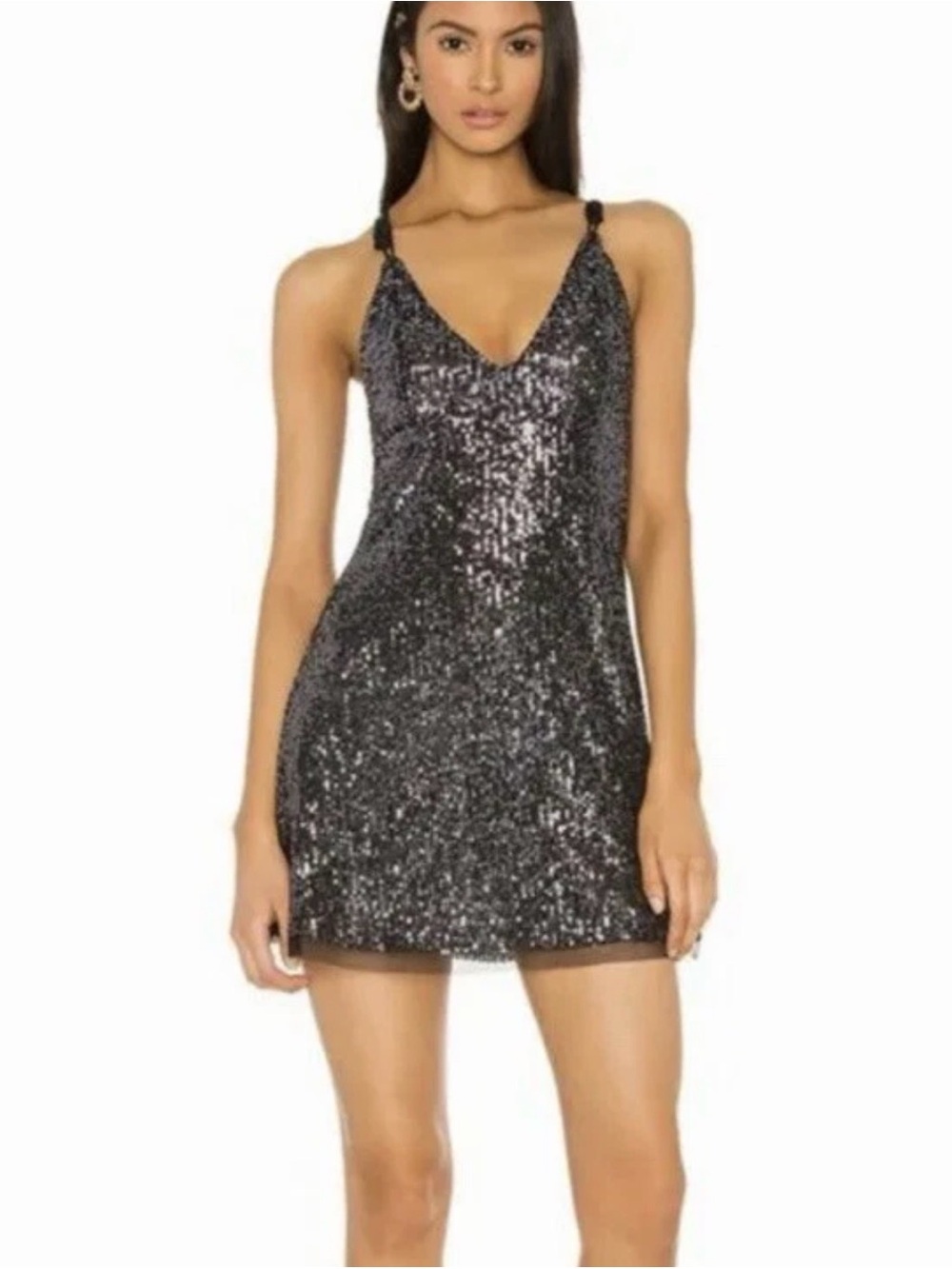 Free People Sequin Black Mini Dress